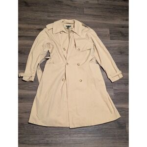 Lauren Ralph Lauren Womens Classic Tan Trench Coat Belted Size L READ